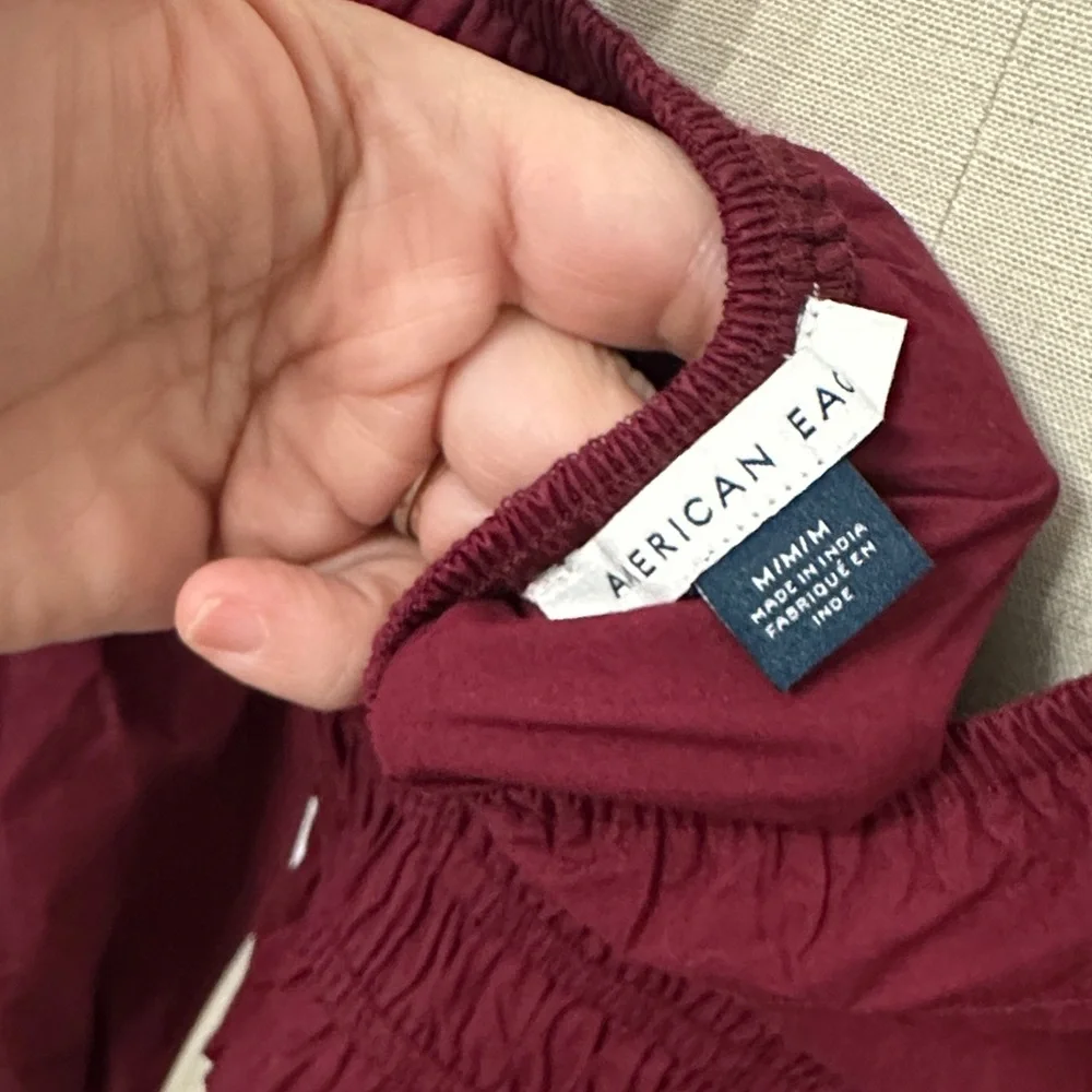 American Eagle Outfitters Maroon Ruffle Blouse - Picture 8 of 8